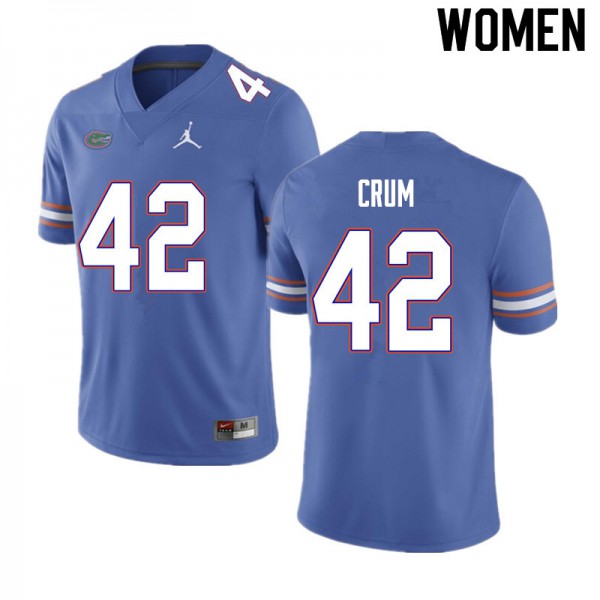 Women #42 Quaylin Crum Florida Gators College Football Jersey Blue